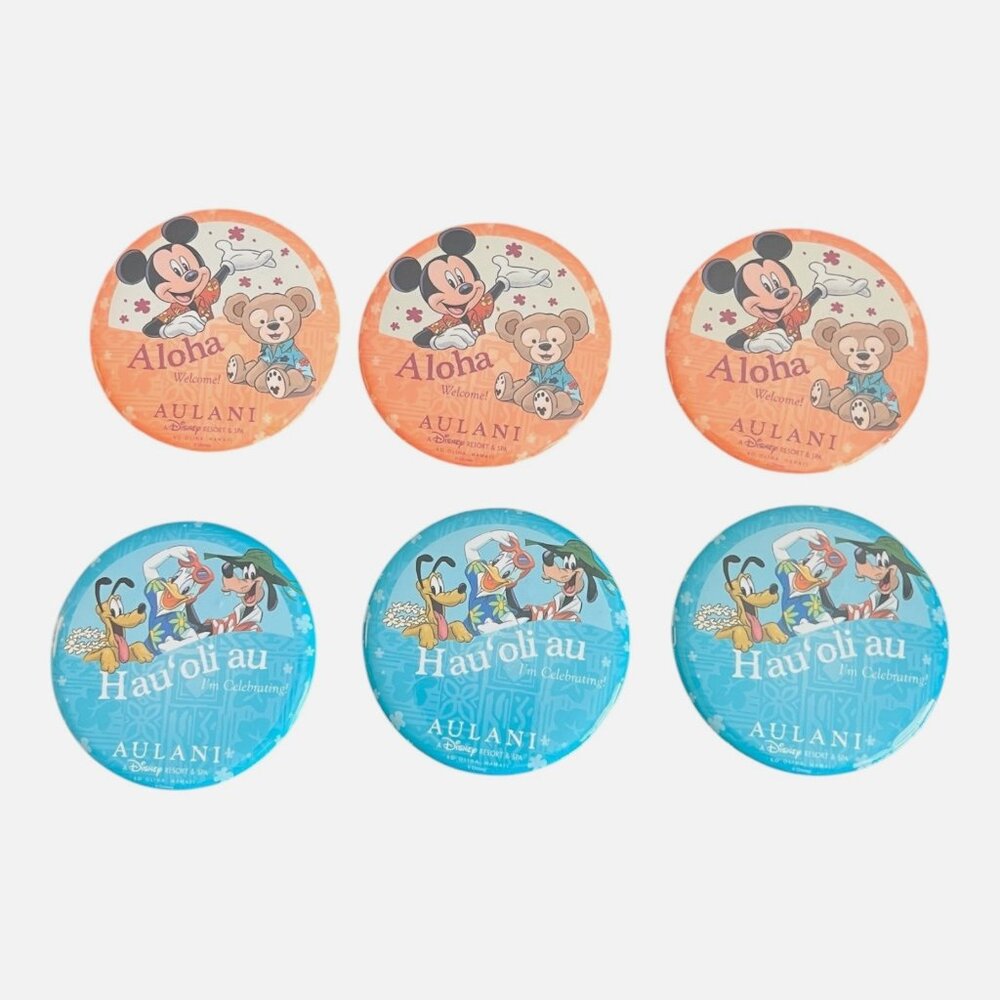 Disney Aulani Resort & Spa Hawaiian Button Set Mickey Duffy Goofy & Friends Pins